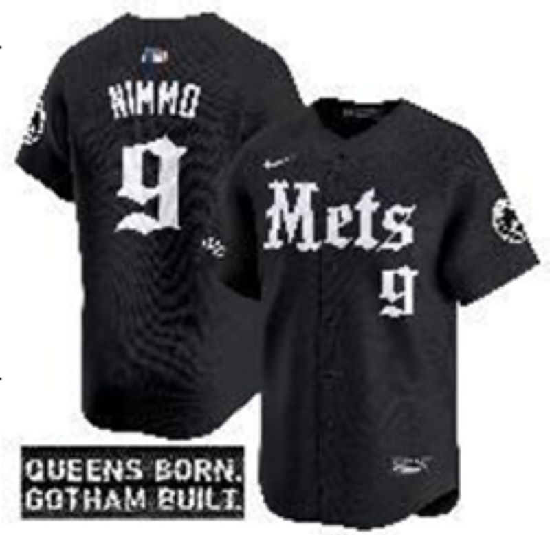 Men 2025 New York Mets #9 Nimmo Black Five generations Joint Name Nike MLB Jersey style 12->new york mets->MLB Jersey